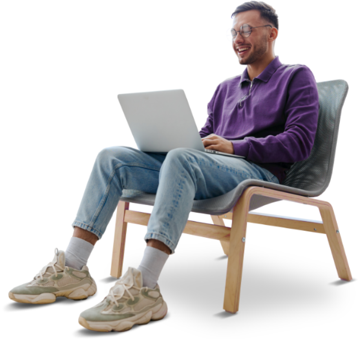 Happy Resolve IT customer working with Salesforce on a laptop