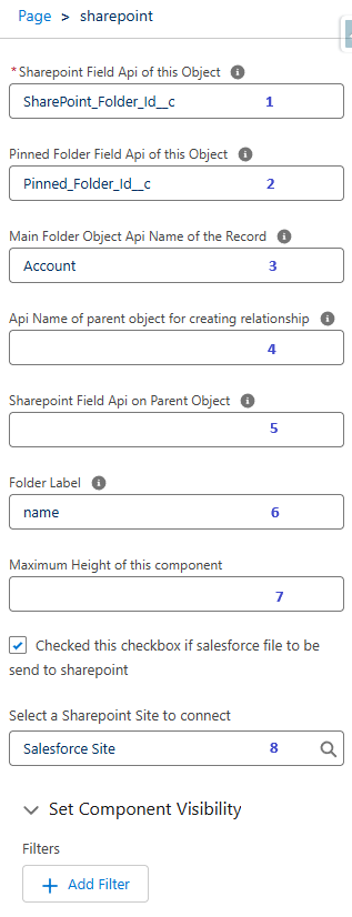 Configuratiepaneel van de SharePoint-component